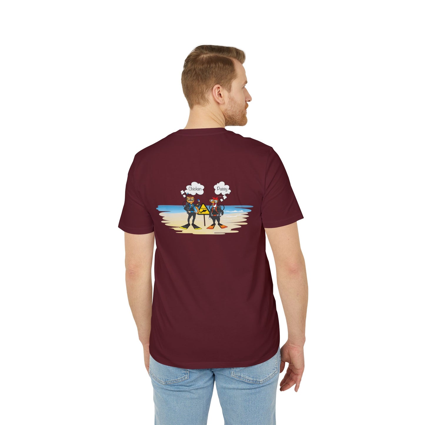 Nauti Diver T-Shirt - Chicken & Pussy (Burgundy)