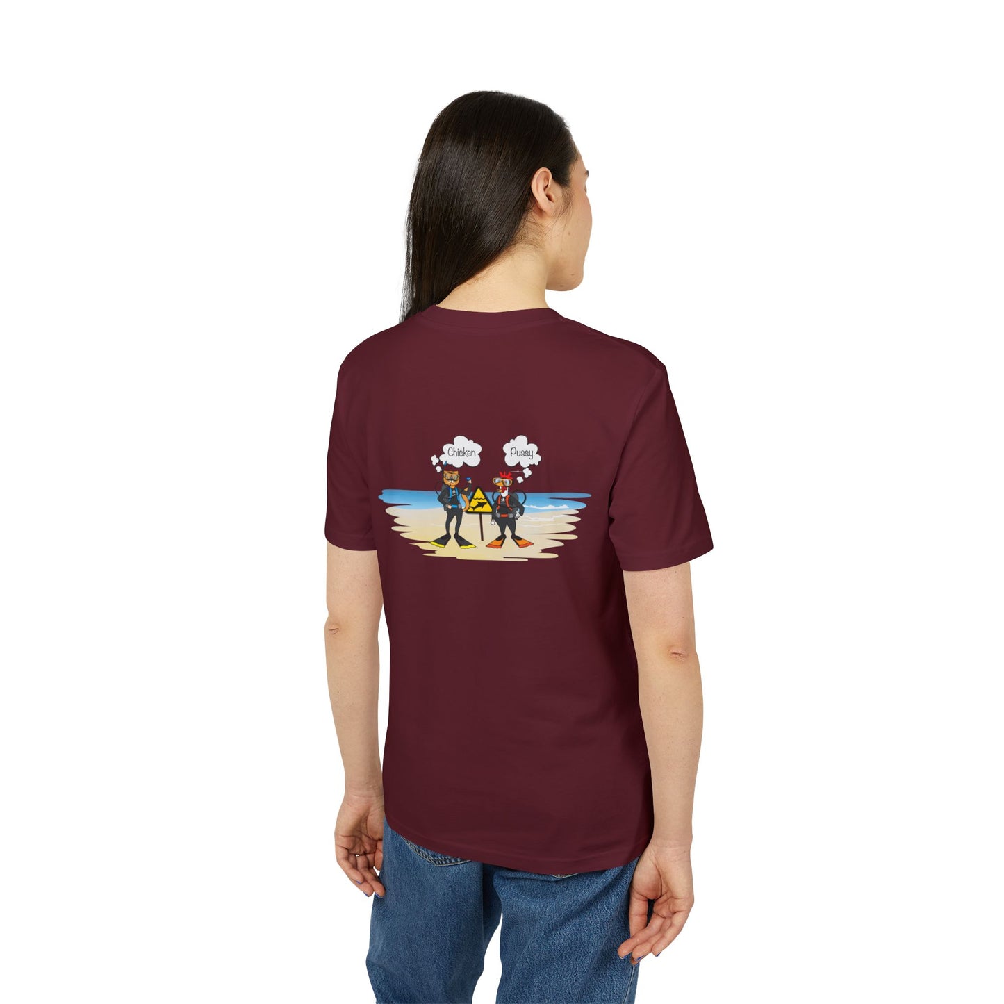 Nauti Diver T-Shirt - Chicken & Pussy (Burgundy)